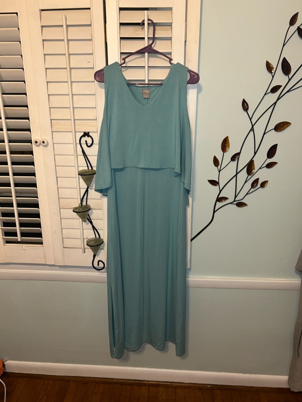 Chico's Seafoam Green Sleeveless Maxi Dress with Overlay
